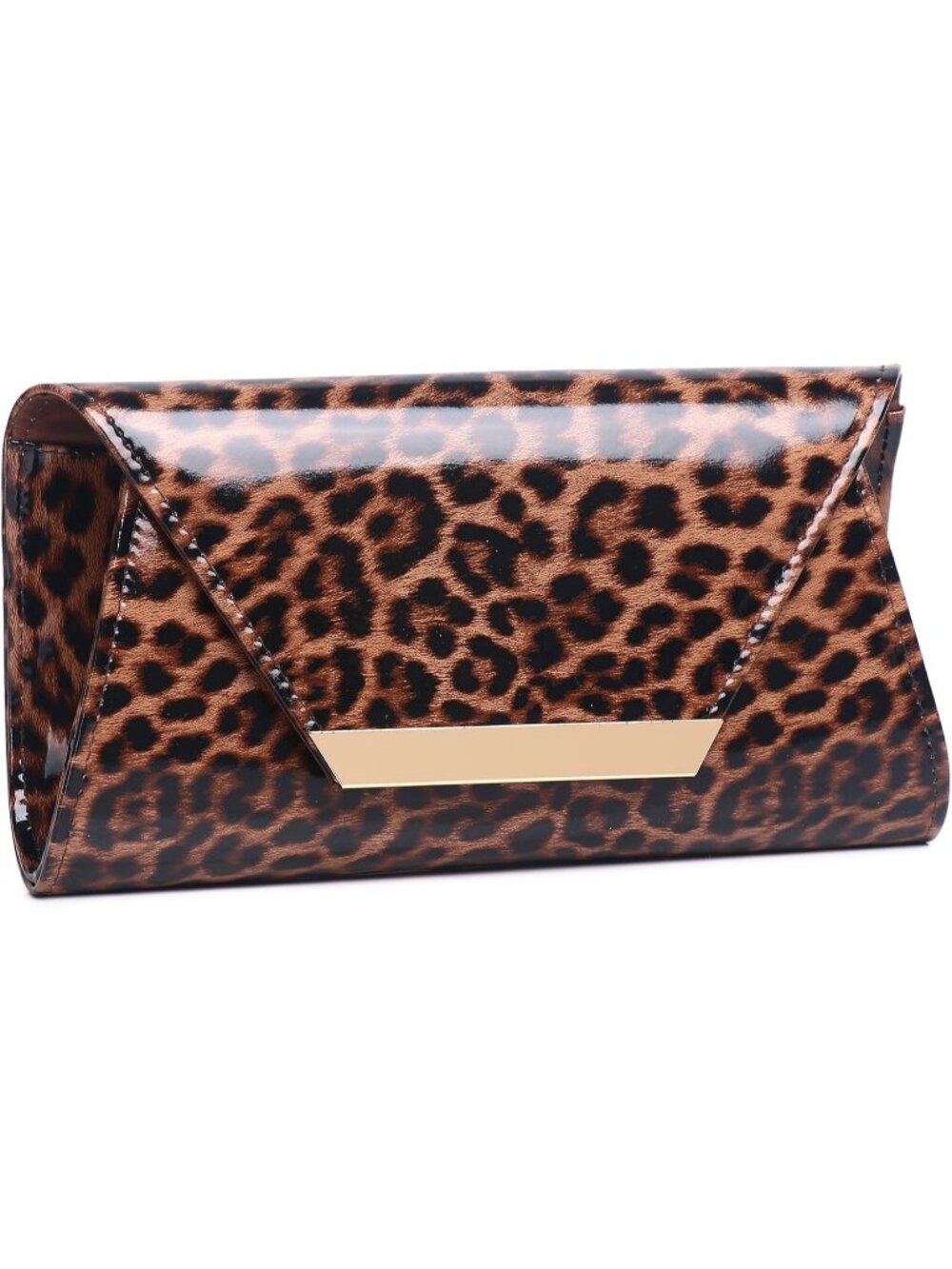 Women's Leopard Patent Leather Clutch Purse Formal Party Evening Bag Handbag